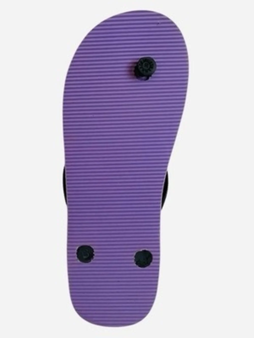 Feelgoodz Natural Rubber Flip Flops Black Purple Logo Womens Size 6 NWOT